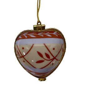 Heart-Shaped Porcelain Ornament With Gold Trim & Display Stand Hinged Keepsake B